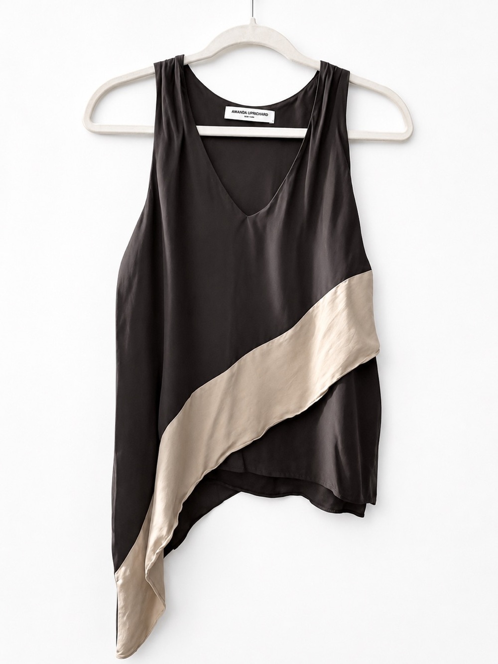 Amanda Uprichard Brown Tank with Cream Diagonal Band